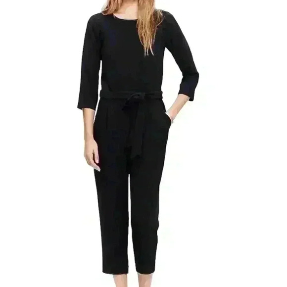 Madewell Sloan Black Cropped Jumpsuit Minimalist Workwear Stretch Size 4 - Picture 11 of 11
